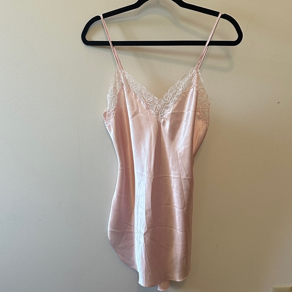 Victoria's Secret Pink Satin Chemise with Lace